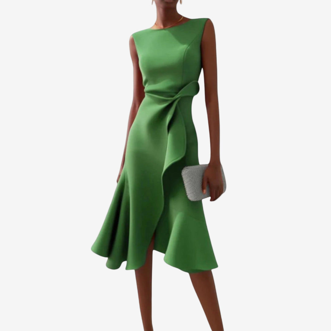 Eliana | Elegant midi dress with an asymmetric cut