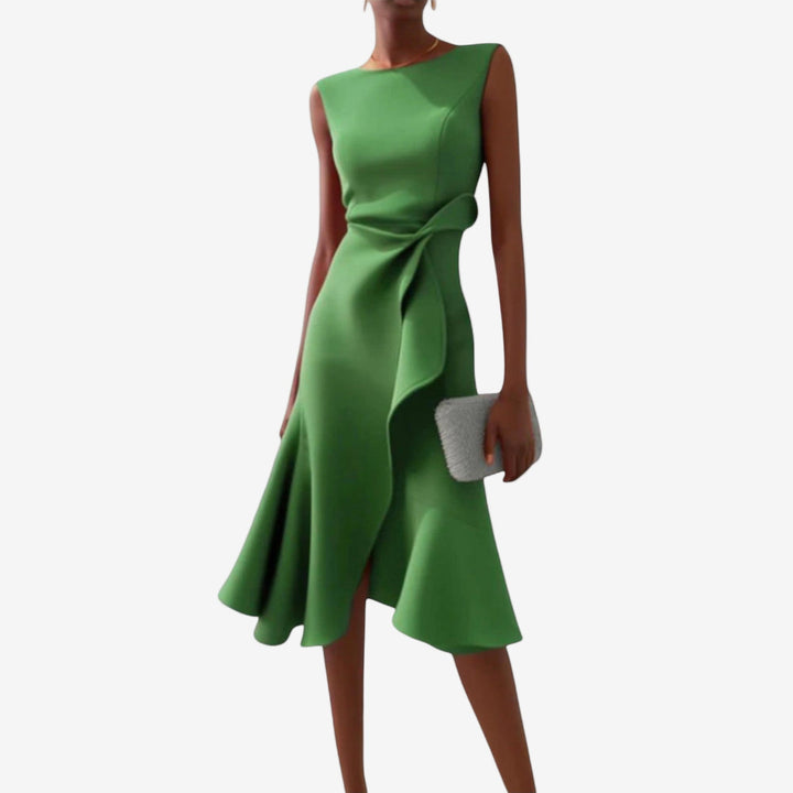 Eliana | Elegant midi dress with an asymmetric cut