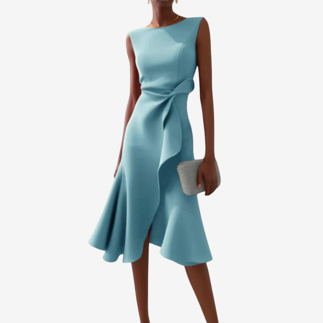 Eliana | Elegant midi dress with an asymmetric cut