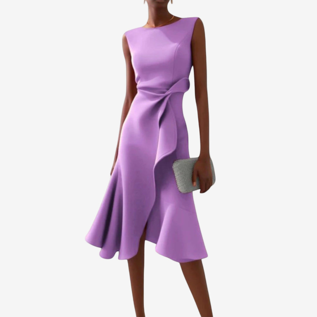 Eliana | Elegant midi dress with an asymmetric cut