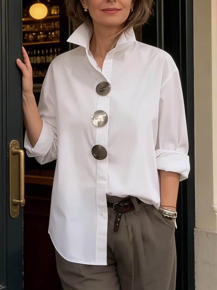 Stellara | Stand Collar Button Blouse