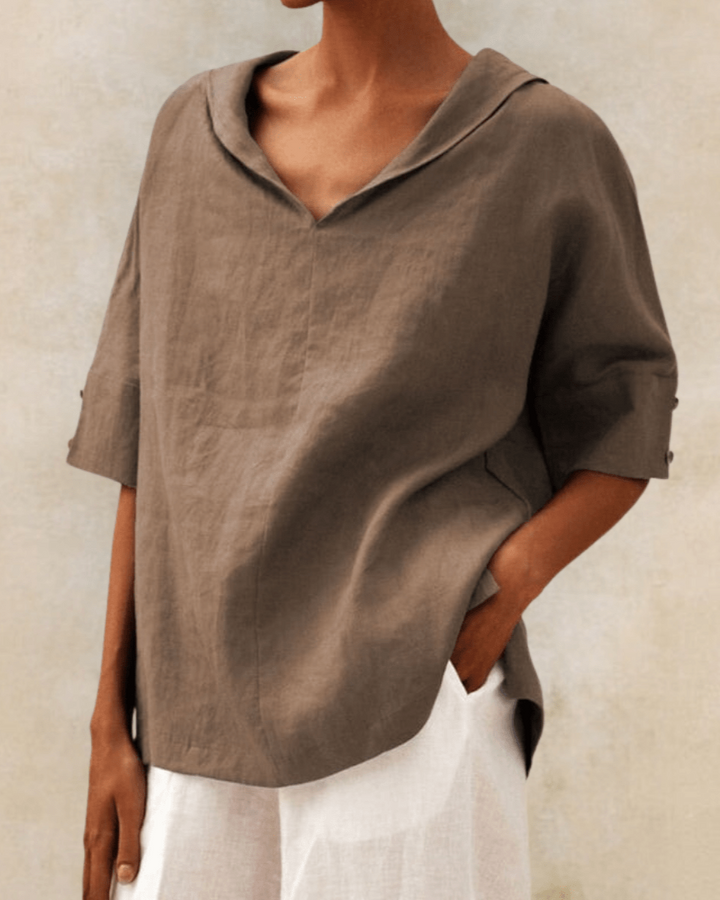 Marsica - Airy Linen Blouse With Lose Fit