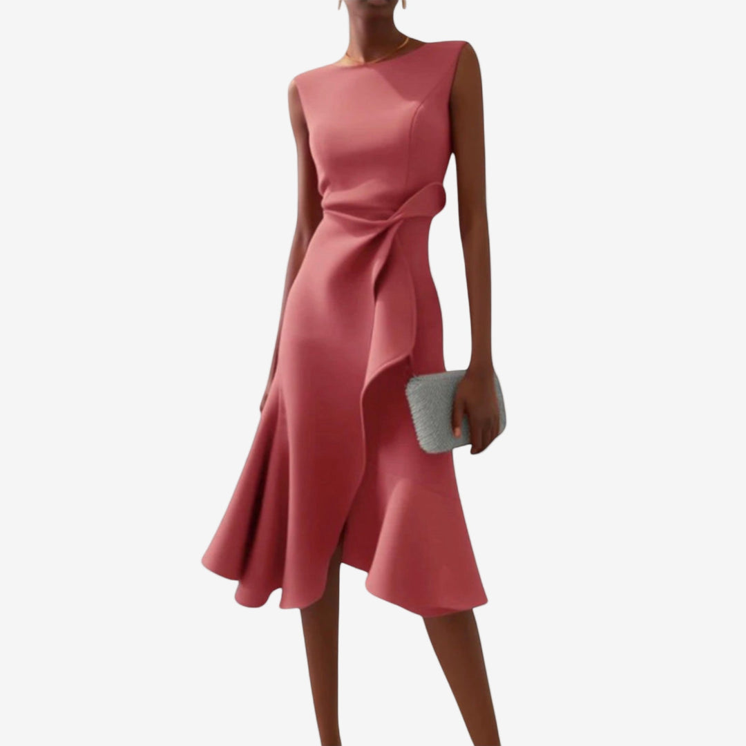 Eliana | Elegant midi dress with an asymmetric cut