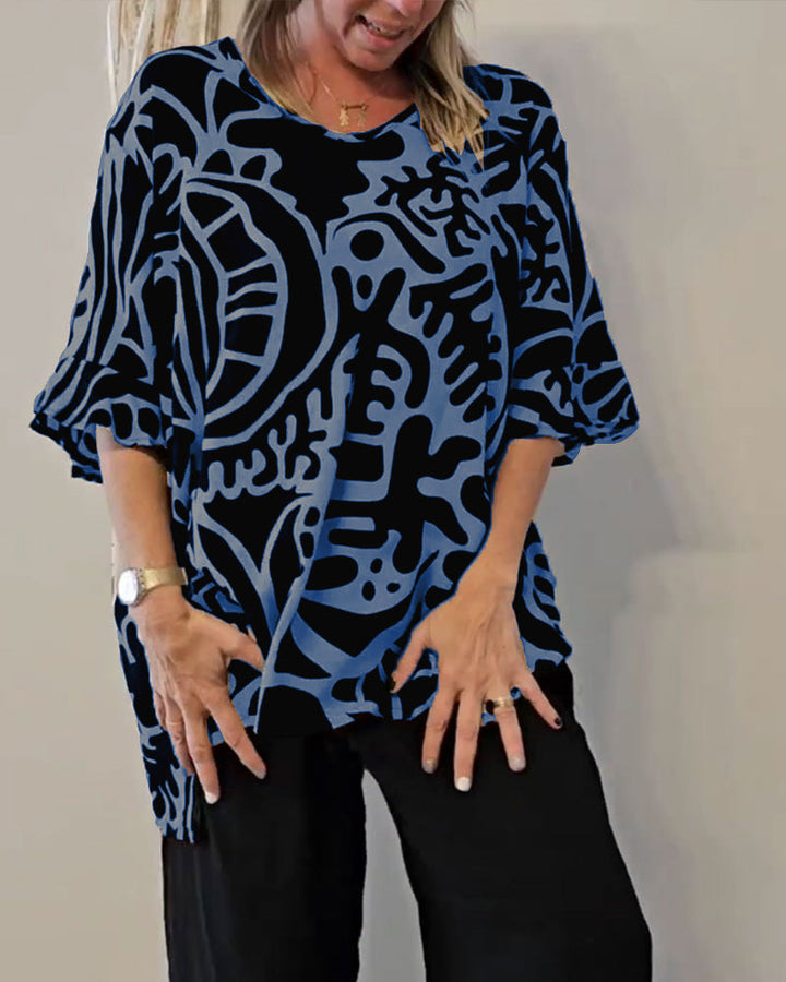 Prabodhi - Loose Fitting Abstract Print Top