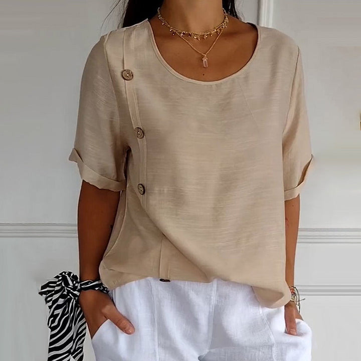 Velma - Side Button Linen Blouse